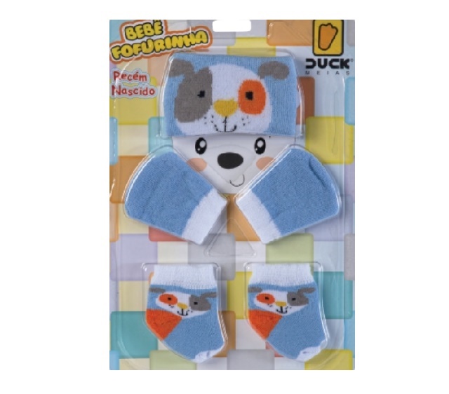 Kit-bebe Duck Bebe  Algodão (touca+luva+meia)