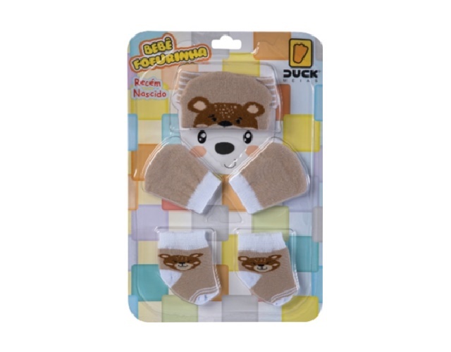 Kit-bebe Duck Bebe  Algodão (touca+luva+meia)