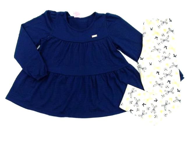 Conjunto Duduka Infantil  Manga Longa Ana Malha Legging