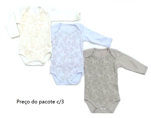 Body Pequeninobaby Bebe Neutro M/l Suedine(c/3)