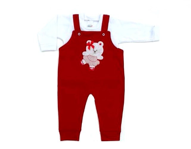 Jardineira Romila Bebe Manga Longa Suedine 2pçs