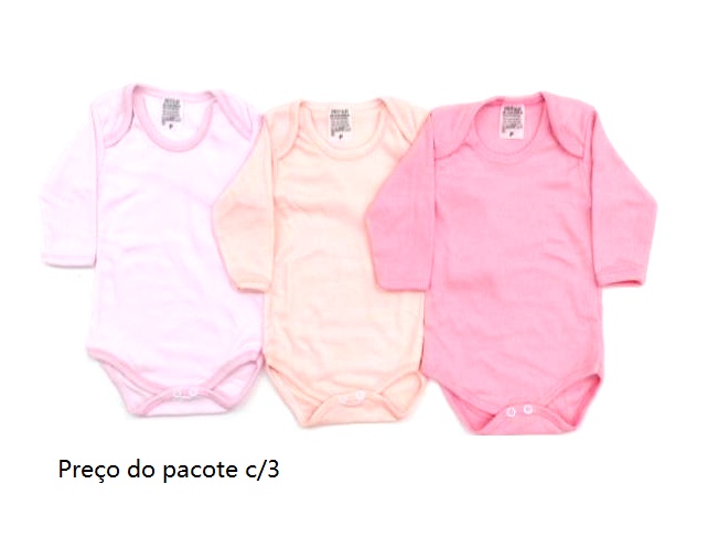 Body Timufy Bebe  Manga Longa Malha Canelada (c/3)
