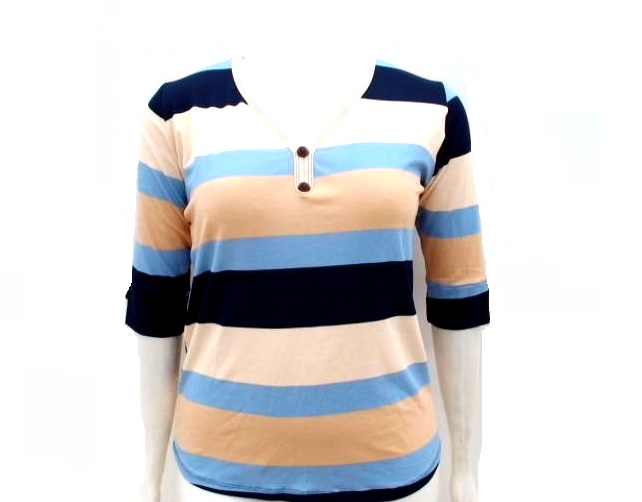 Blusa Armando Adulto Extra Grande Manga 3/4 Viscolycra Listrada