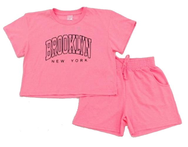 Conjunto Bygus Juv Fem M/c Malha Cropped Short