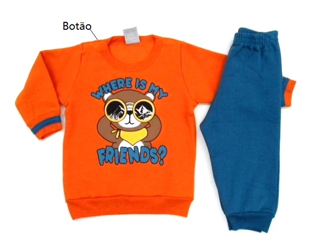 Conjunto Pimentinha Bebe  Moletom Botão