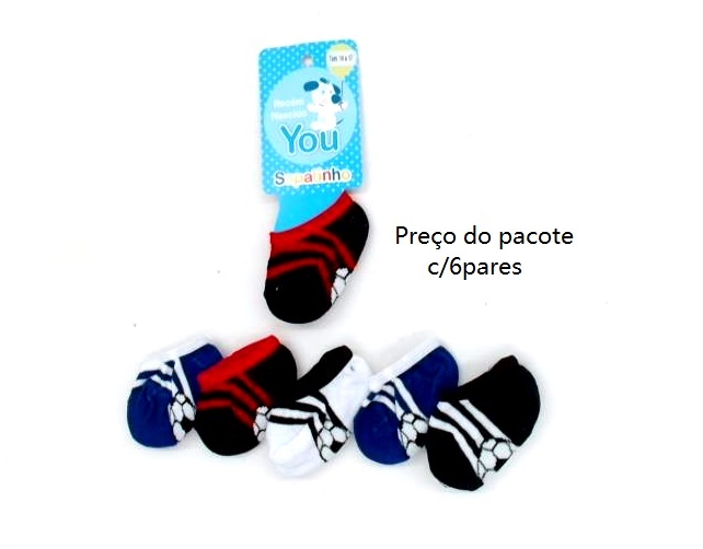 Meia You Rn Masc Alg Sapatinho Futebol (c/6)