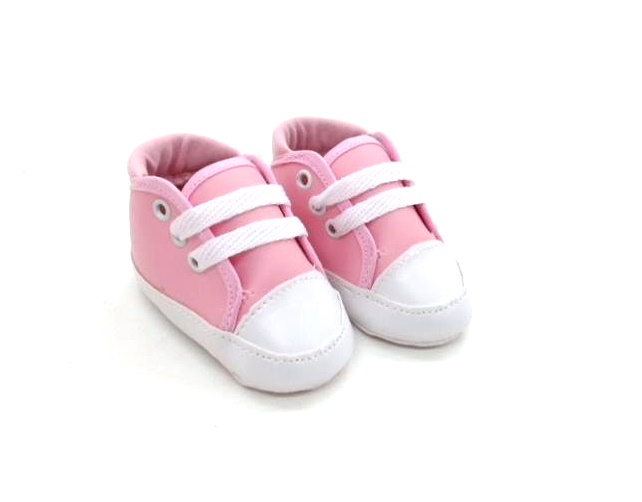Tênis Bimbo Bebe Fem Courino Cadarço Rosa