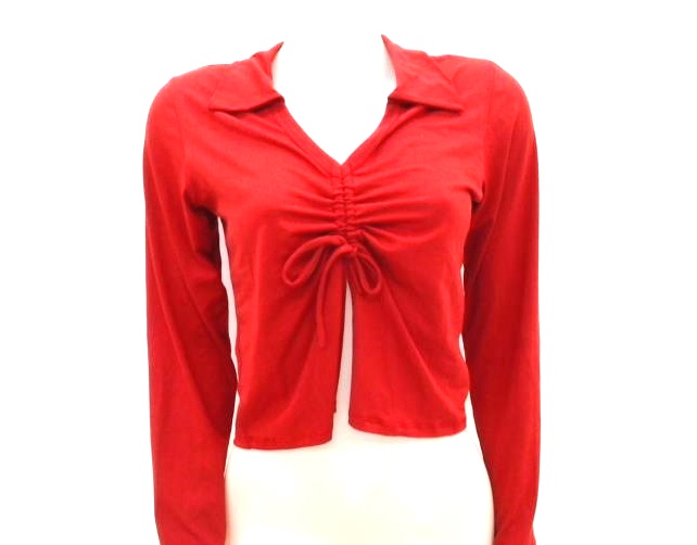 Blusa Armando Adulto  Manga Longa Viscolycra Cropped Franzida