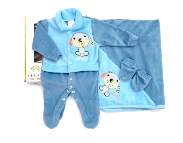 Saída-maternidade Bebelezinha Bebe Masc Plush 3pçs