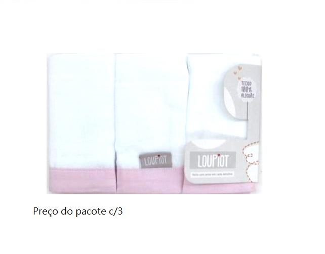 Toalha-boca Loupiot Bebe  Algodão 32x32cm(c/3)