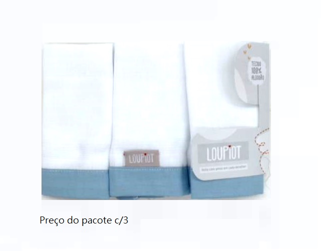 Toalha-boca Loupiot Bebe  Algodão 32x32cm(c/3)