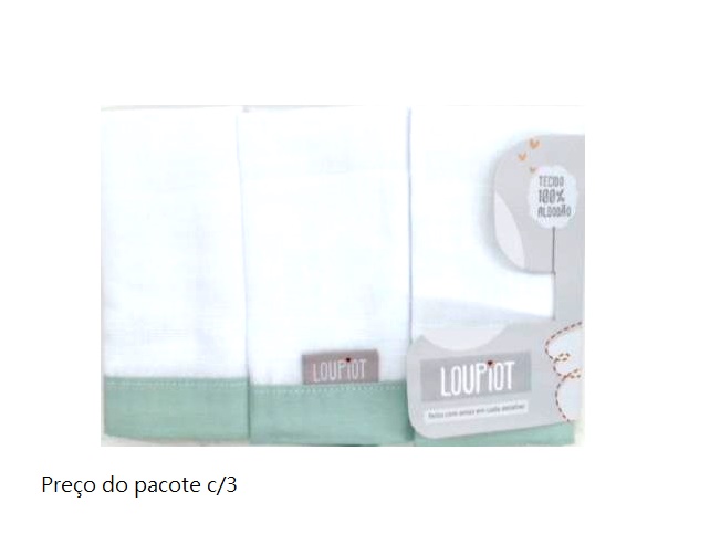 Toalha-boca Loupiot Bebe Algodão 32x32cm(c/3)