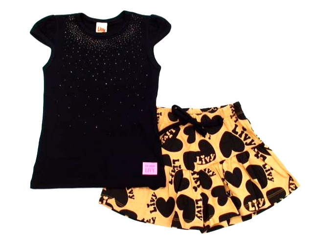 Conjunto Livy Inf Fem Mga Jap Cotton Strass Short