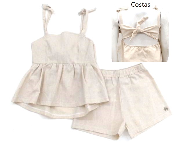 Conjunto Livy Juv Fem Alça Linho Short