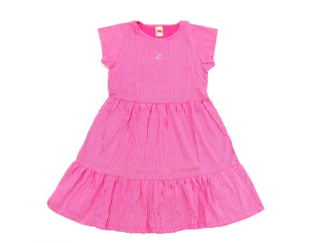 Vestido Livy Juvenil Manga Curta Malha Listrada