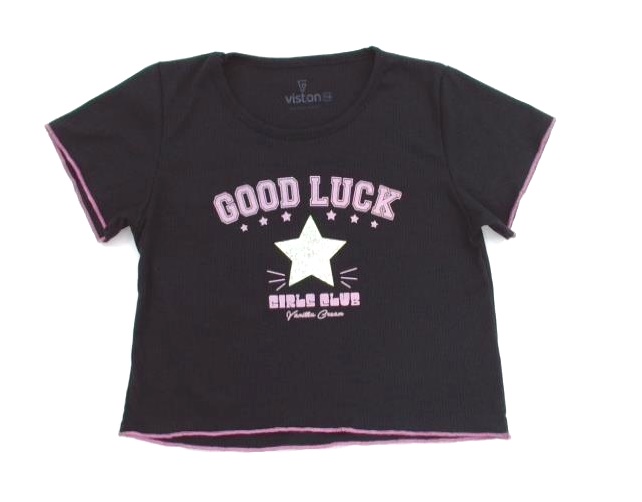 Blusa Viston Juv Fem M/c Malha Canel Cropped