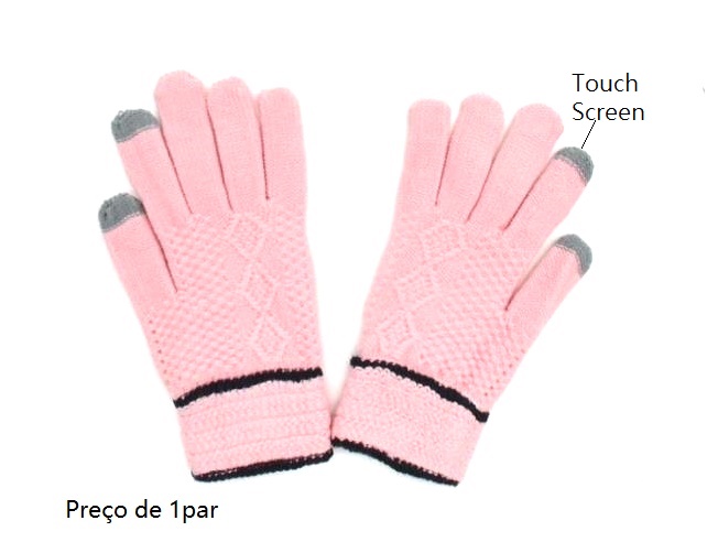 Luva Center Adulto  Lã/Acrilico Trabalhada Touch Scree