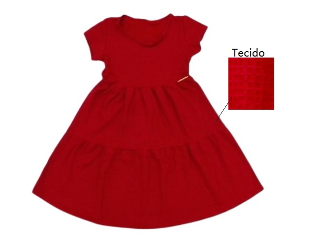 Vestido Wilbertex Infantil Manga Curta Malha Trabalhada