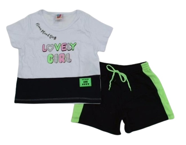 Conjunto Wkids Juvenil Manga Curta Malha Short