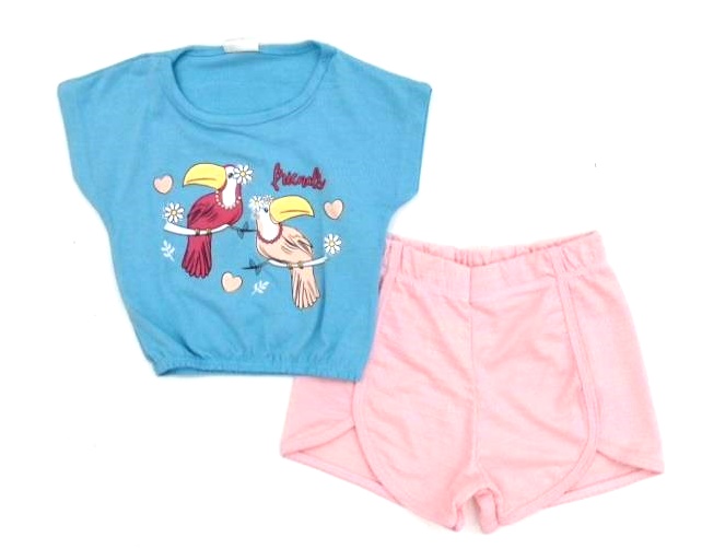 Conjunto Trin Primeiros Passos Manga japonesa Malha Short