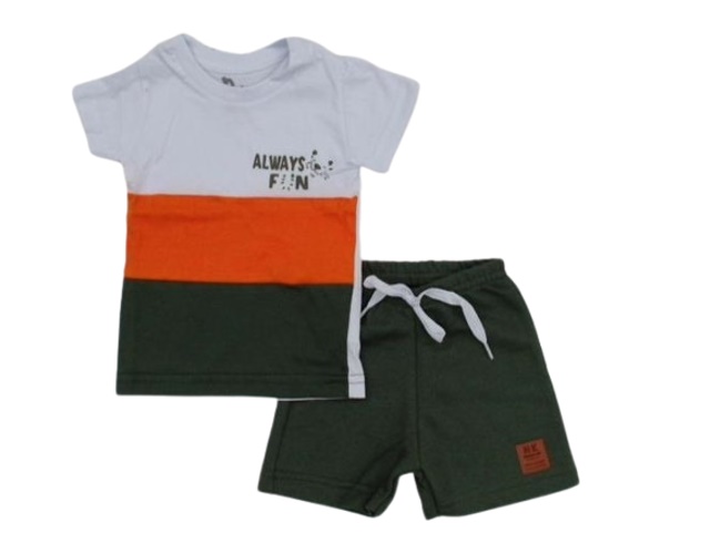 Conjunto Nk Bebe Manga Curta Malha