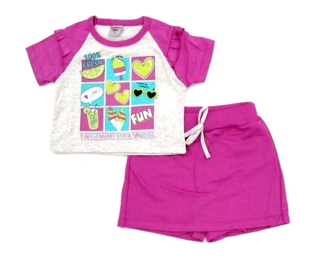 Conjunto Pimentinha Inf Fem M/c Malha Cropped Shor