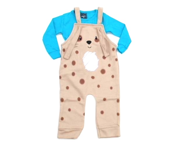 Jardineira Viston Bebe Masc M/l Moletinho 2pçs