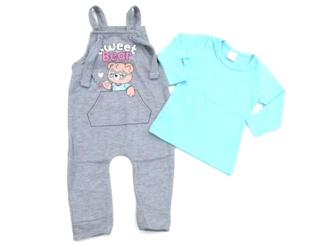 Jardineira Viston Bebe Fem M/l Moletinho 2pçs