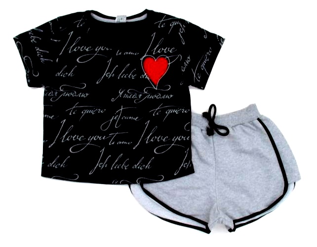 Conjunto Pitiluka Juvenil Manga Curta Malha Short