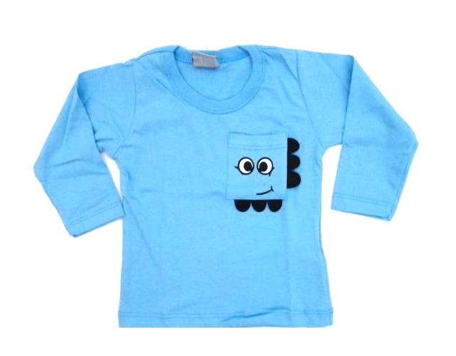 Camiseta Pimentinha Bebe  Manga Longa Malha Bolso