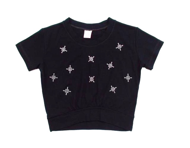 Blusa Rose Infantil  Manga Curta Viscolycra Cropped