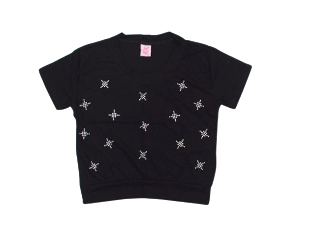 Blusa Rose Juvenil  Manga Curta Viscolycra Cropped