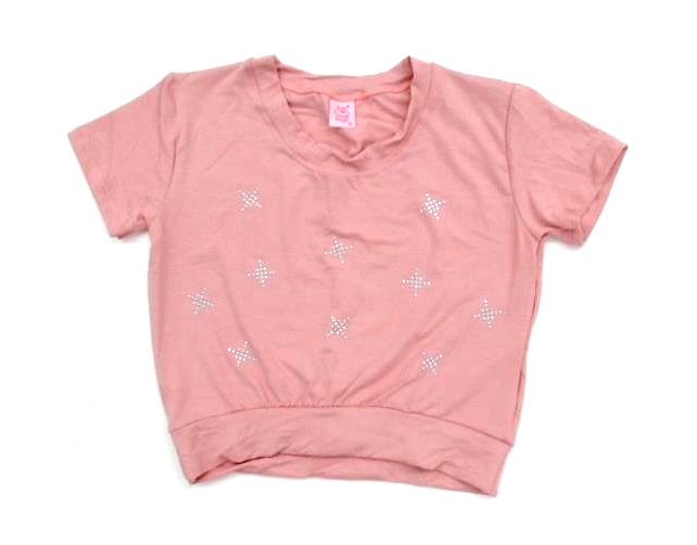Blusa Rose Juv Fem M/c Viscol Cropped