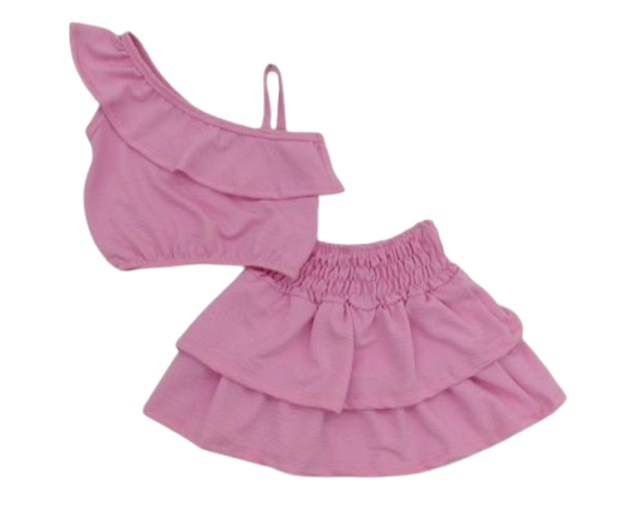 Conjunto Rose Inf Fem Reg Poliéster Cropped Saia