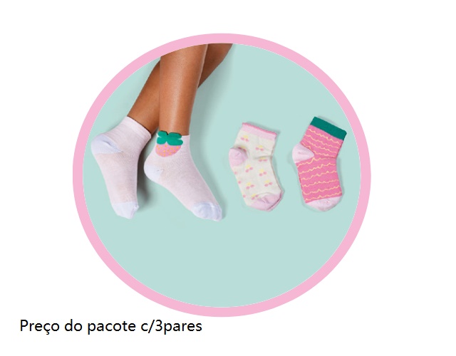 Meia Duck Infantil Algodão Soquete Desenho(c/3)