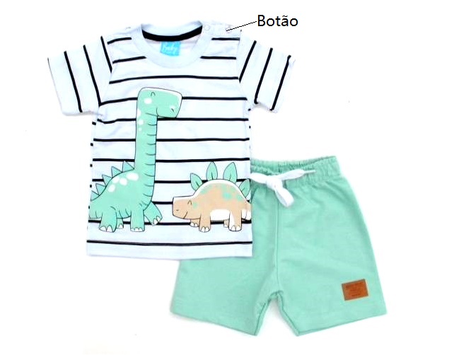 Conjunto Babyvest Bebe Masc M/c Malha Botão