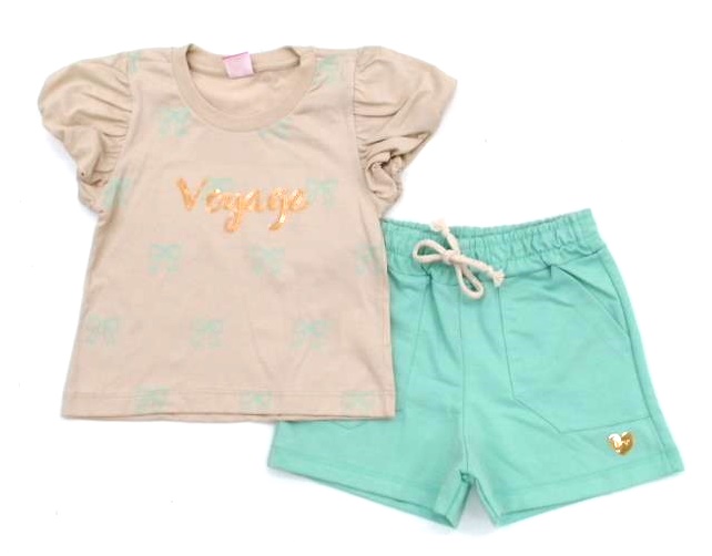 Conjunto Babyvest Infantil  Manga Curta Malha Short