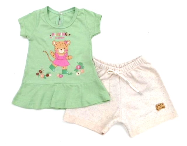 Conjunto Docefolia Bebe  Manga Curta Malha Short