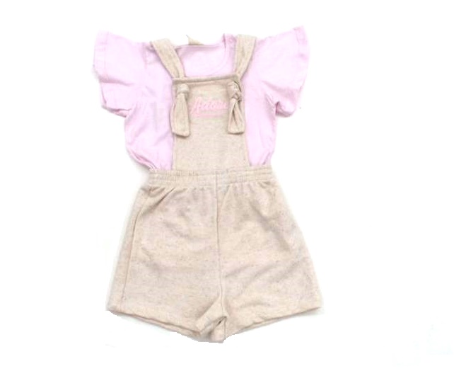 Jardineira Dfkids Inf Fem M/c Moletinho 2pçs