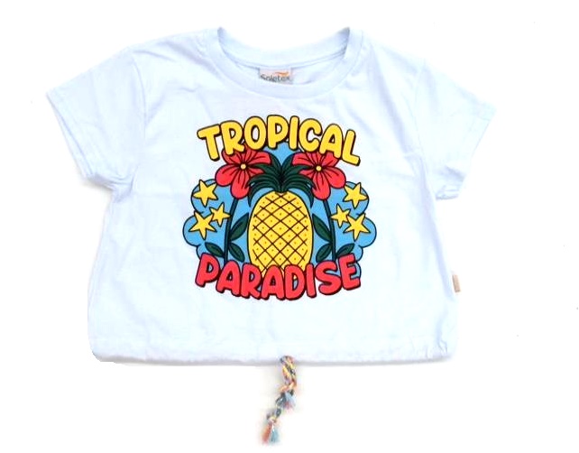 Blusa Soletex Infantil  Manga Curta Malha Cropped