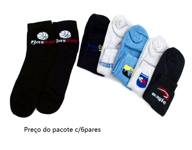 Meia Magic Ad Masc Alg Cano Curto (c/6)