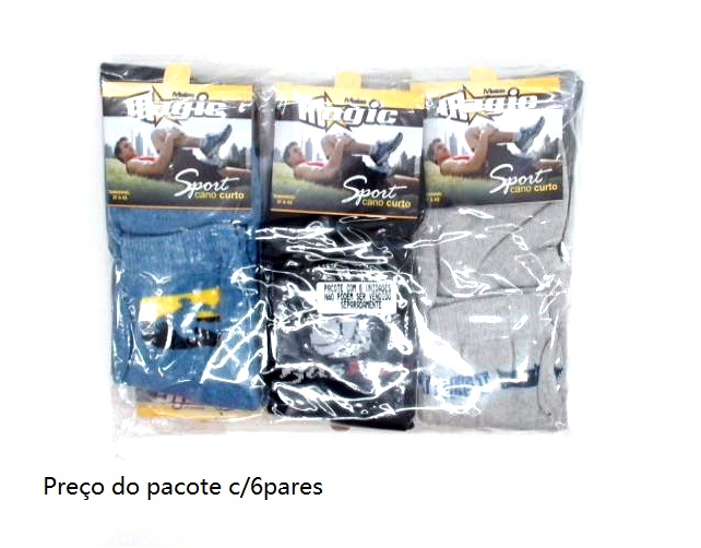 Meia Magic Ad Masc Alg Cano Curto (c/6)