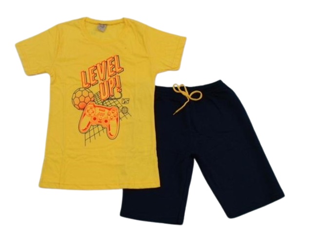 Conjunto Popin Juvenil  Manga Curta Malha