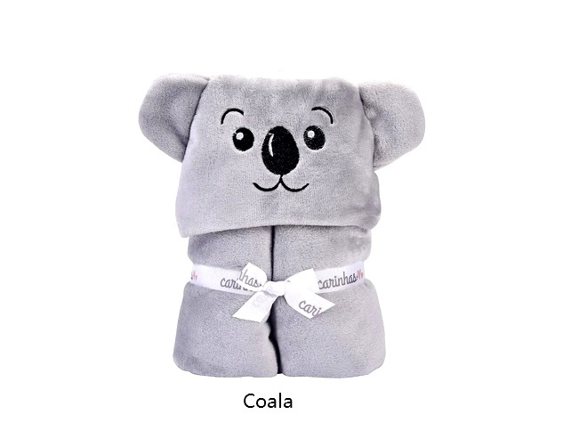 Cobertor Minasrey Bebe Microfibra Capuz Carinhas