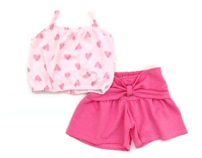 Conjunto Duduka Infantil Feminina Alça Ana Ruga Cropped Shor
