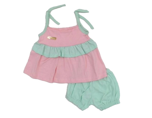 Conjunto Bellababy Bebe Fem Alça Malha Short