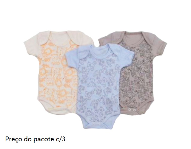 Body Bebebrincalhao Bebe Neutro M/c Suedine (c/3)