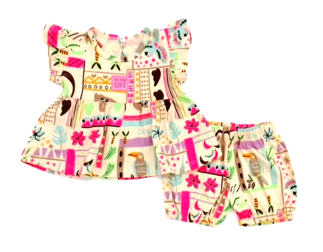 Conjunto Livy Bebe  Manga japonesa Malha Short