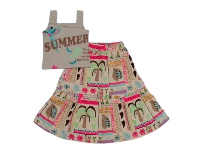 Conjunto Livy Infantil  Regata Cotton Cropped Saia