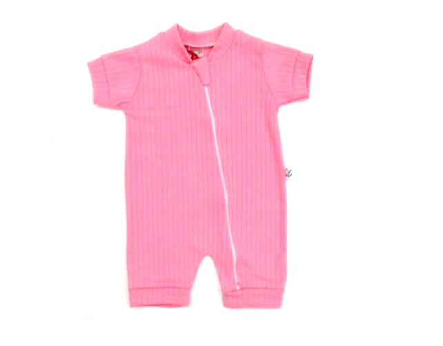 Macacão Sevenbaby Bebe Fem M/c Suedine Canel Zíper